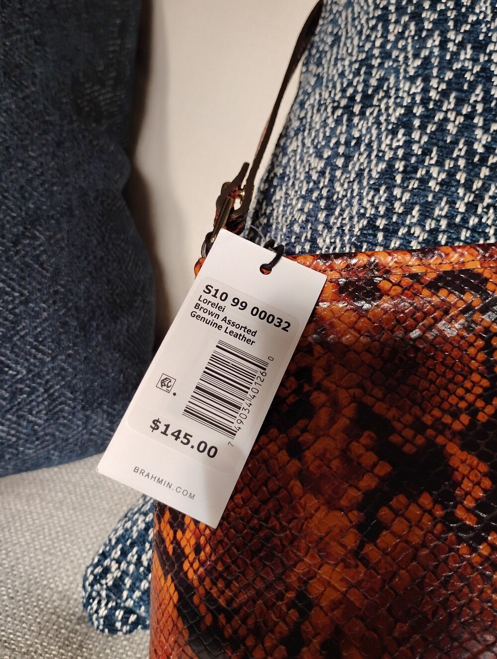 Brahmin Snake-Print Leather Lorelei chic lightweight Shoulder Bag ✨ 👀 - Picture 3 of 3